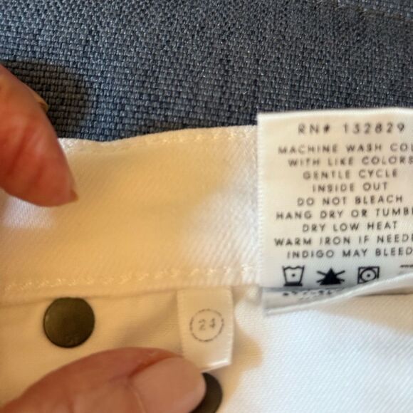 Grlfrnd Kendall White Noise Denim Cropped Jeans with Zip Ankle. Size 24. - Picture 10 of 14